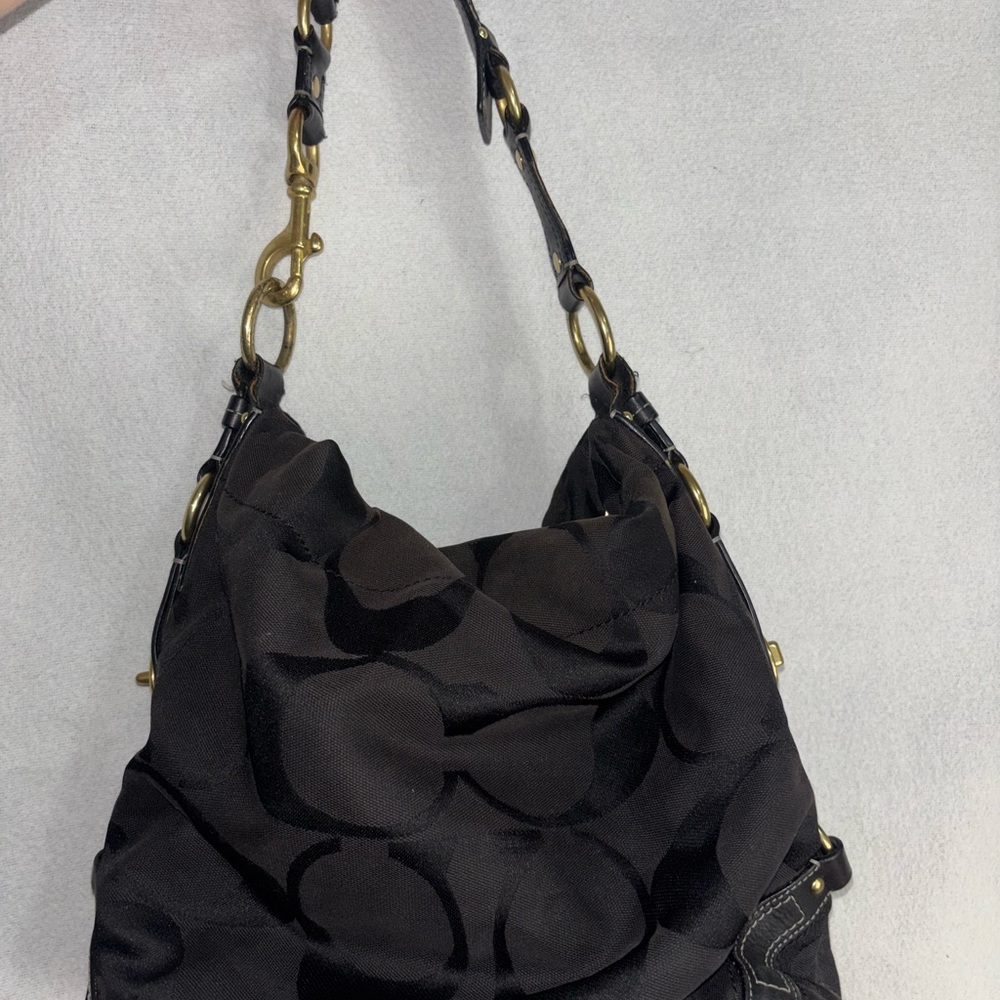 Coach Black Hobo Bag with Gold Accents